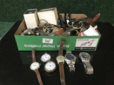 A box containing a large quantity of wrist watches (Q)