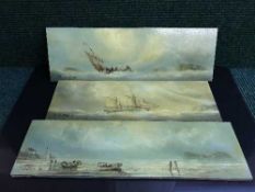 Three oils on board depicting sailing scenes,