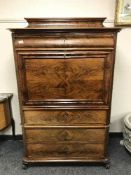 A continental mahogany secretaire chest