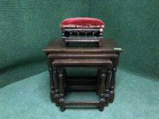 A nest of three table and an Edwardian footstool