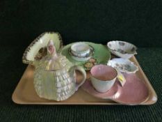 A tray of Maling cup and saucer, Carlton dish,