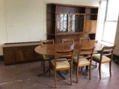 A ten piece inlaid mahogany dining room suite comprising of display cabinet, corner cabinet,