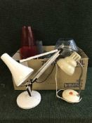 Three boxes of lamps, glassware,