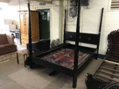 A three piece black ash bedroom suite,