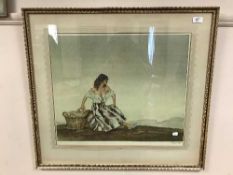 Aftr Sir William Russell Flint : Griselda, reproduction in colours, signed in pencil, framed.