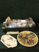 Six boxes of assorted china, pressed glass,