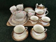 A tray of Windsor china tea service and a Duchess tea set