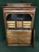A 19th century inlaid mahogany secretaire chest
