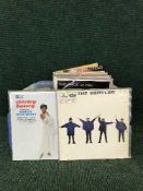 A box of LP records and 45 singles - Del Shannon, Nat King Cole,