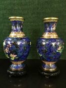 A pair of Chinese cloisonne enamel baluster vases,
