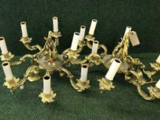 Two continental brass chandeliers