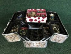 A case and a box of a large collection of costume jewellery