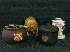 Four early lidded tobacco jars - Carlton ware etc