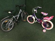 Two children's mountain bikes