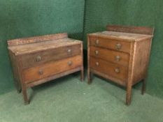Two matching carved oak chests of drawers
