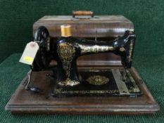 A mahogany cased Jones sewing machine