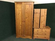A pine double door wardrobe,