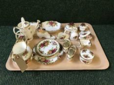 A tray of Royal Albert Old Country Roses china