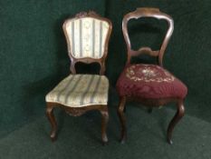 Two late 19th century mahogany dining chairs