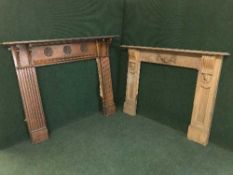 A carved oak fire surround and one other