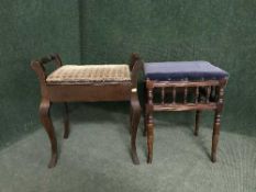 Two Edwardian piano stools