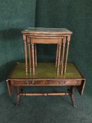 A mahogany sofa table and a nest of tables