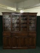 A mahogany Regency style break-front bookcase
