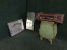 An oak framed mirror, Guinness advertising mirror,