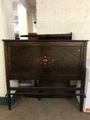 A pair of inlaid mahogany Victorian bed ends