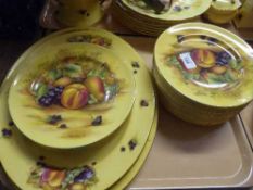 A tray of twenty three Aynsley Orchard Gold meat plates and sandwich plates