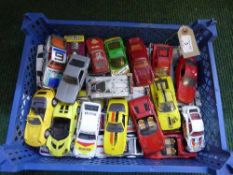 Two boxes of assorted die racing cars - Corgi,