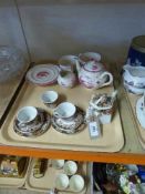 A tray of Copland Spode six piece tea for one and an antique china eight piece tea for two