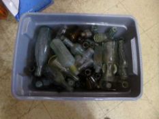 A box of quantity of vintage glass bottles