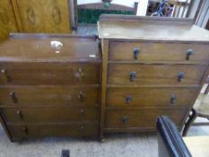 An Edwardian oak four drawer chest and another similar