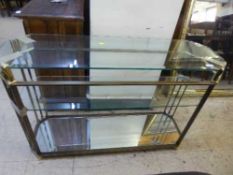 A contemporary metal glass topped hall table