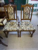A set of six Priory oak dining chairs