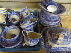 A quantity of Copeland Spode and Woods ware blue and white china