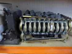 Brass coal effect electric fire together with a projector