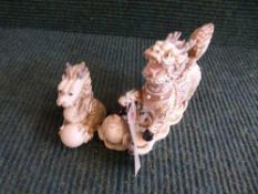 Two carved resin figures - Dragons