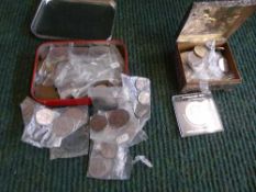 A tin and trinket box of pre decimal coinage