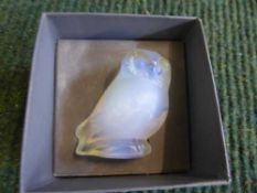 A boxed Lalique owl figure