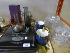 A tray of Caithness glass vase, Edinburgh Crystal cake plate, lead crystal vases,