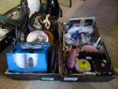Two boxes of contemporary mirrors, pictures, vases,