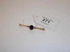 A 9ct gold amethyst bar brooch
