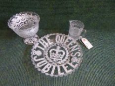 Three pieces of 1887 Queen's jubilee glass (3)
