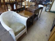 A walnut trolley, drop leaf trolley, d-shaped hall table,