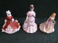 A Royal Worcester figure - First Dance numbered 236/7500 and two English Ladies Company china