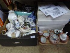 A box of German collector's plates, Royal Doulton tea china, Oriental china, Caithness vase,