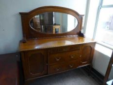 A Victorian oak mirror back sideboard