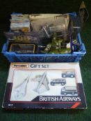 A basket of assorted die cast air craft - British Airways Concorde set,